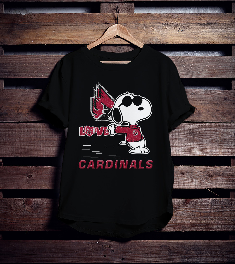 Snoopy Love Ball State Cardinals Peanuts Football Fan T-Shirt