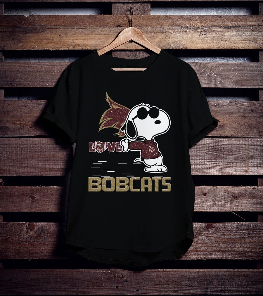 Snoopy Bobcats Love Texas State Bobcats T-Shirt
