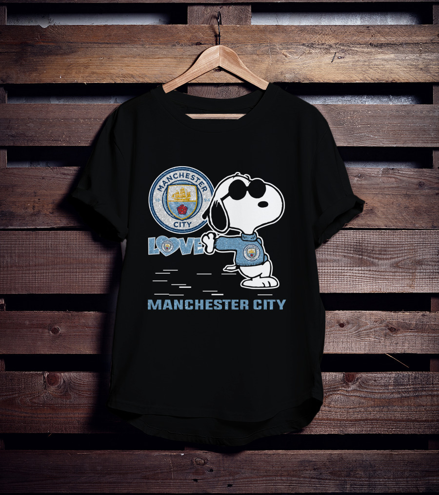 Snoopy Love Manchester City Badge Character Collection T-Shirt
