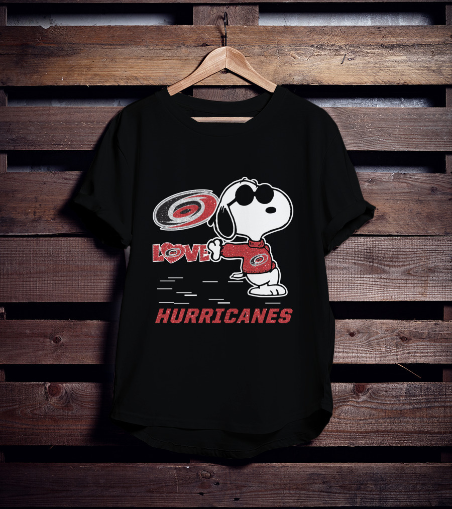 Snoopy Love Carolina Hurricanes Peanuts Hockey Fans T-Shirt