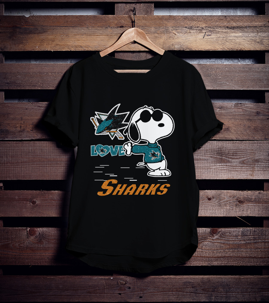 Snoopy Love San Jose Sharks Logo Hockey Enthusiast T-Shirt