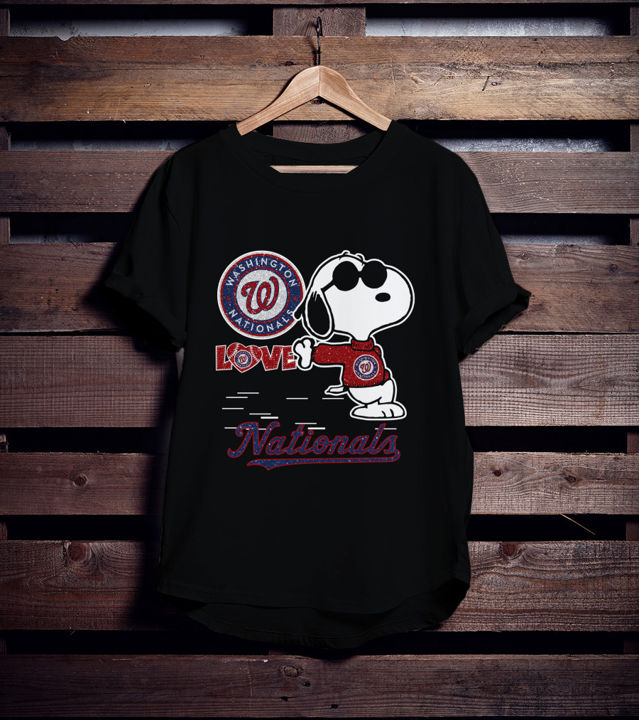 Snoopy Love Washington Nationals Logo Baseball T-Shirt