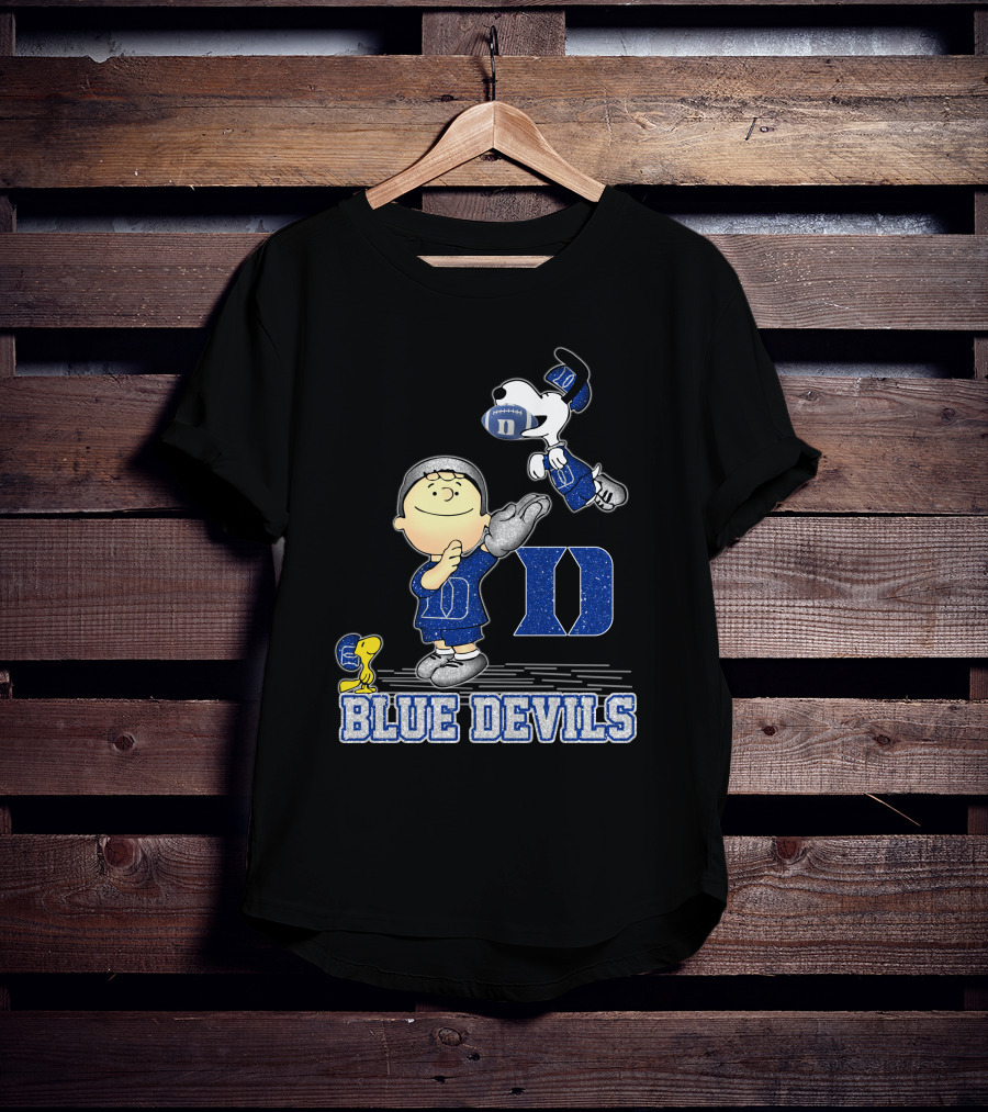 Snoopy And Friends Celebrating Duke Blue Devils Football Enthusiasm T-Shirt