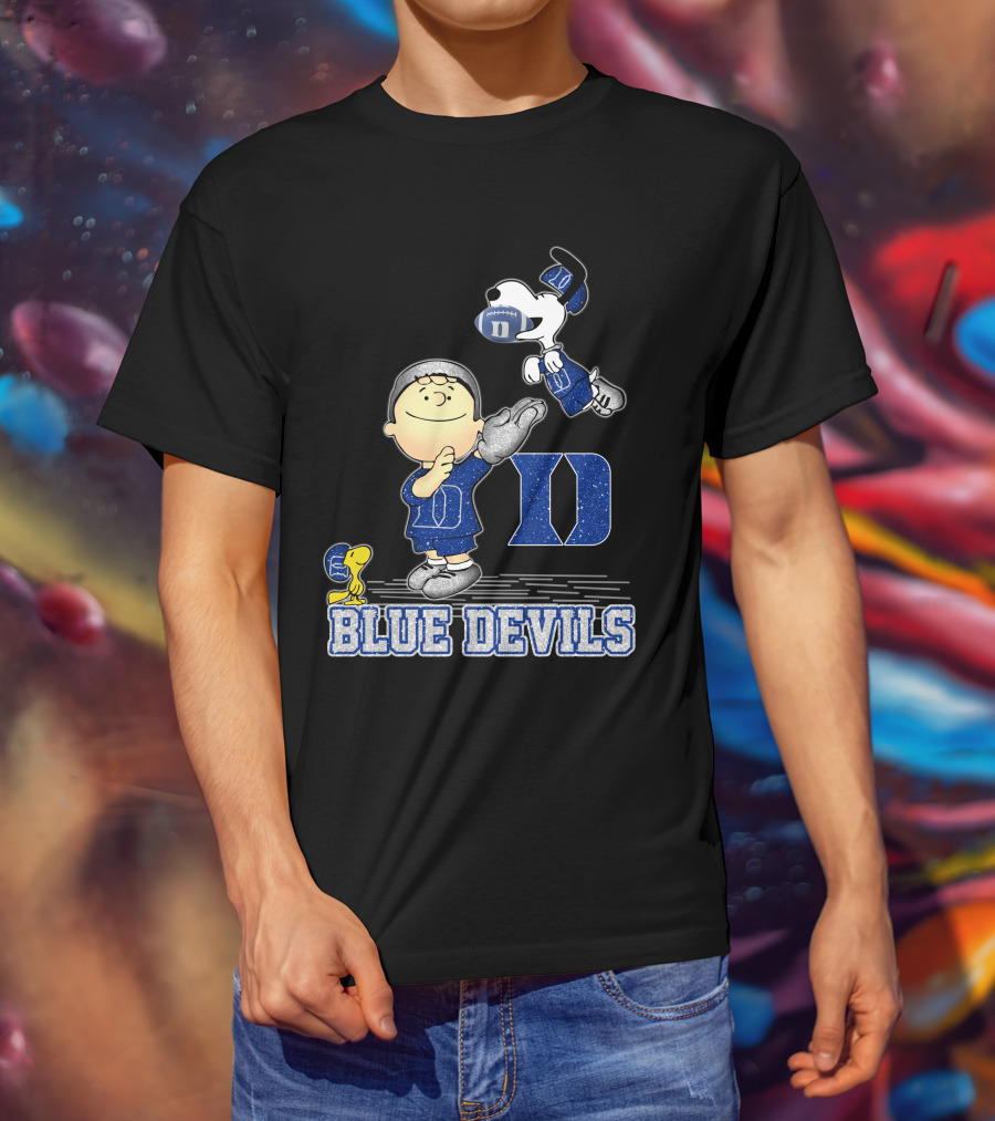 Snoopy And Friends Celebrating Duke Blue Devils Football Enthusiasm T-Shirt