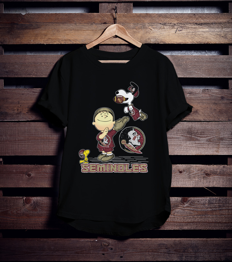 Snoopy Seminoles Football With Florida State Logo And Charlie Brown T-Shirt