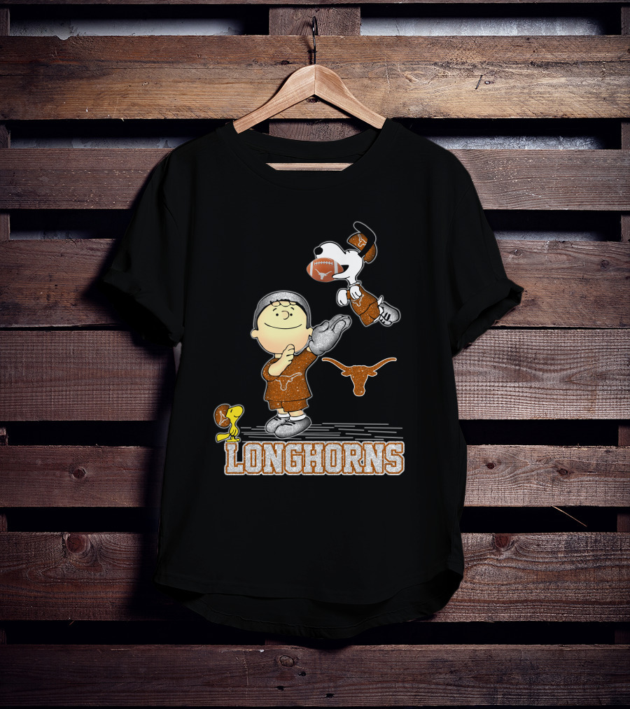 Snoopy Longhorns Peanuts Football Charlie Brown Texas Fans T-Shirt