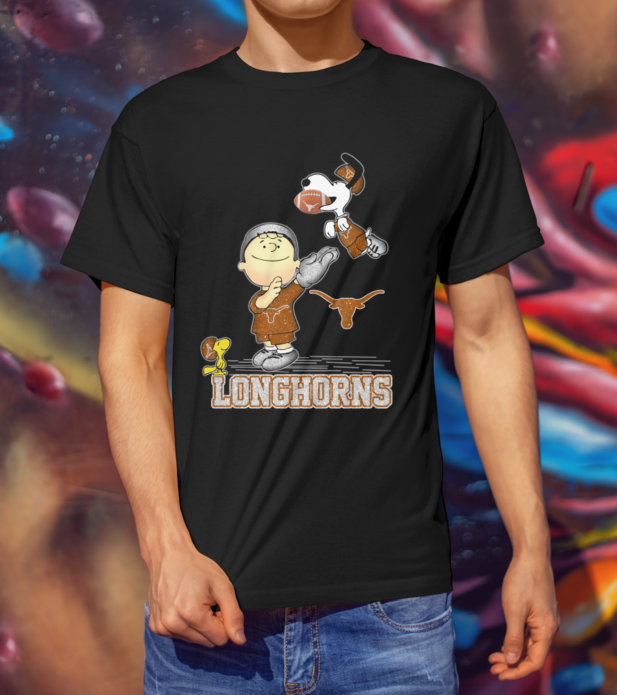 Snoopy Longhorns Peanuts Football Charlie Brown Texas Fans T-Shirt