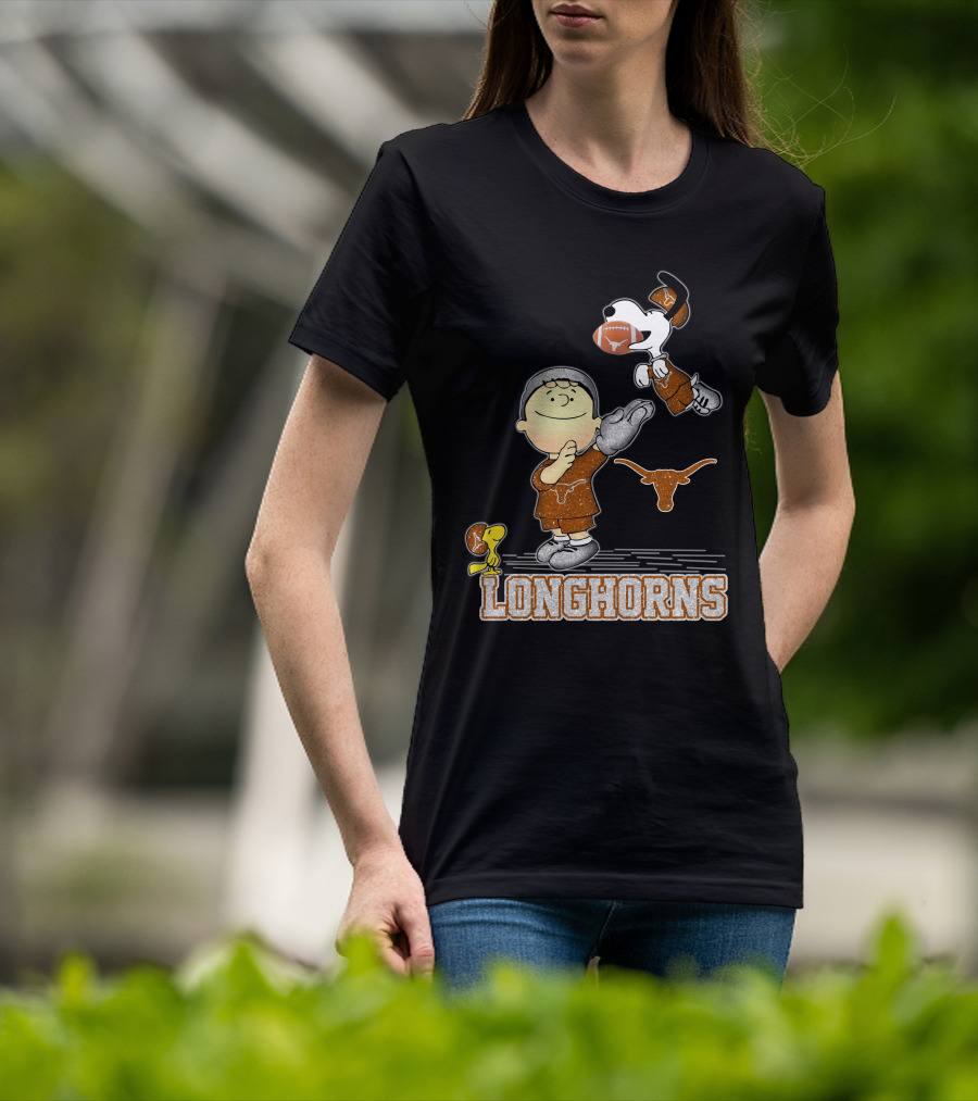 Snoopy Longhorns Peanuts Football Charlie Brown Texas Fans T-Shirt
