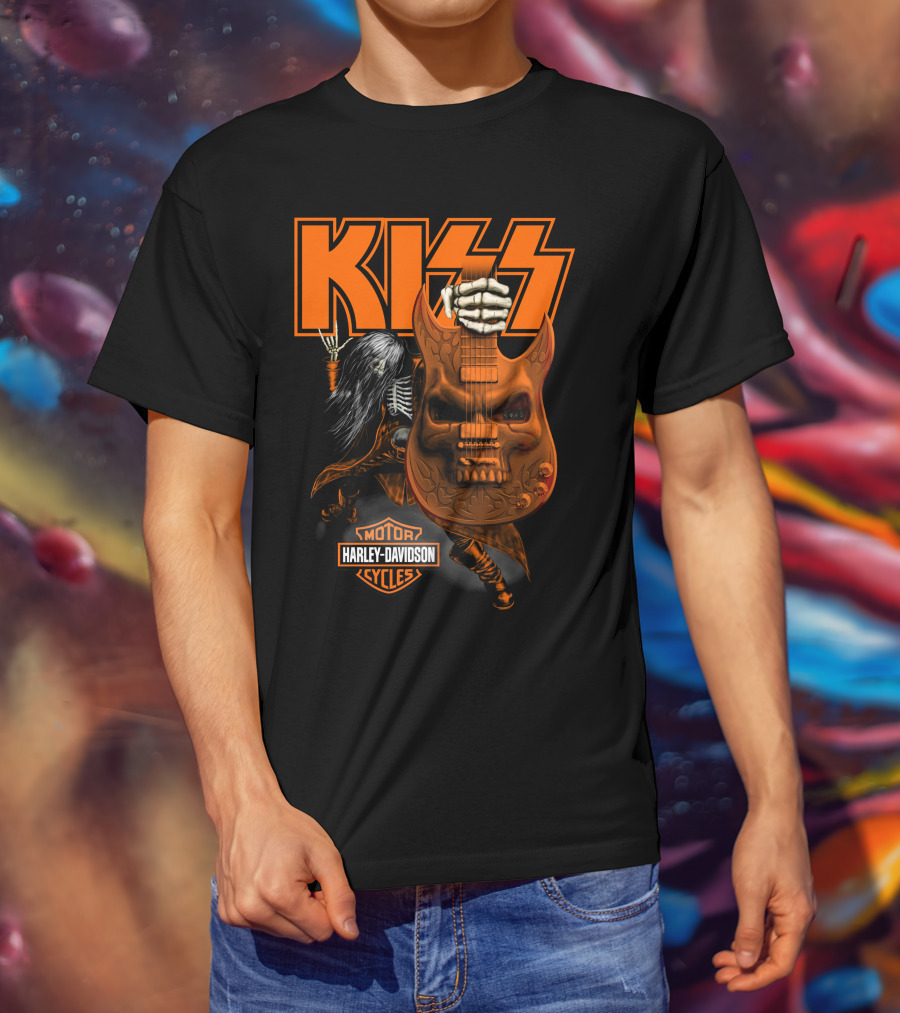 Kiss Harley Davidson Skeleton Guitar T-Shirt