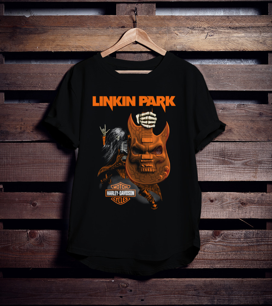 Linkin Park Harley Davidson Skeleton Guitar Monster T-Shirt