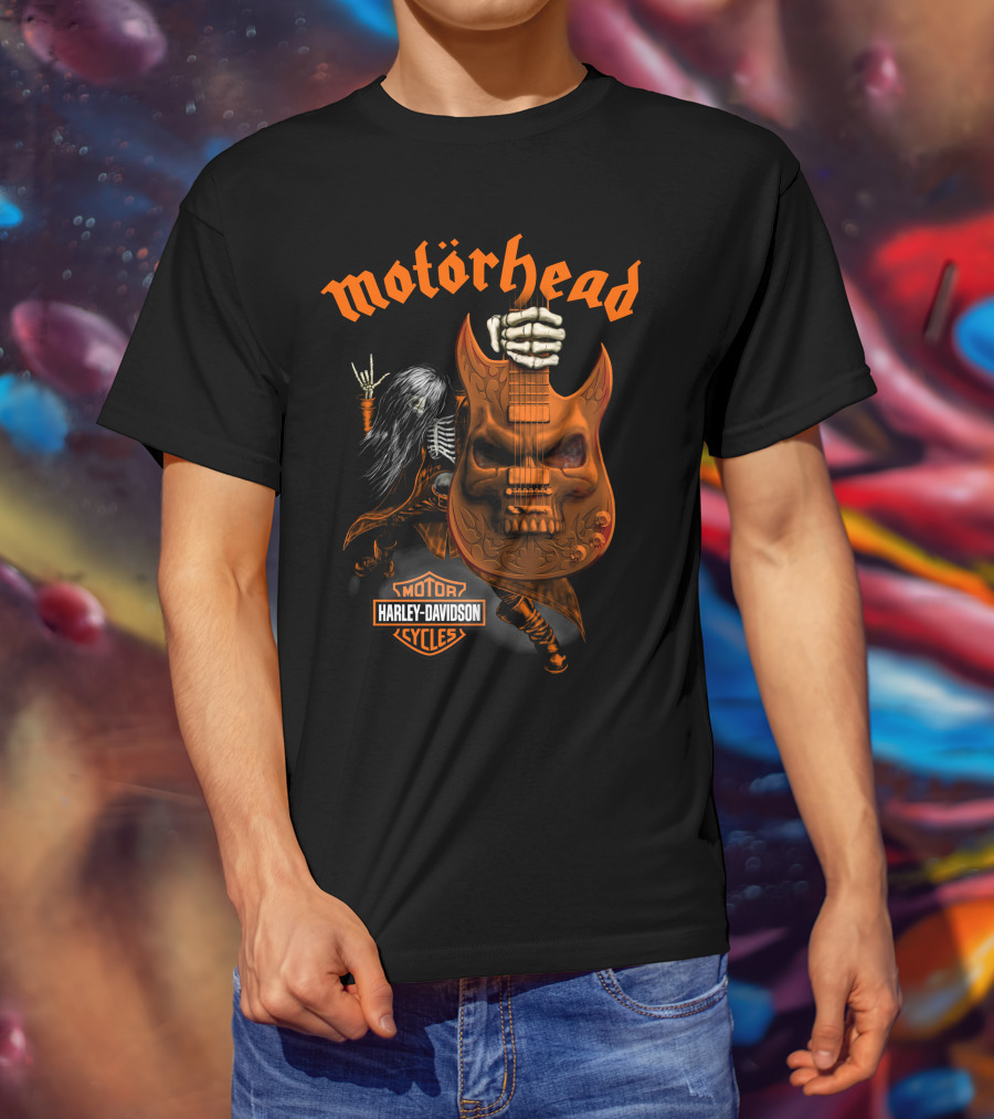 Motörhead Harley Davidson Skeleton Guitar Rock T-Shirt