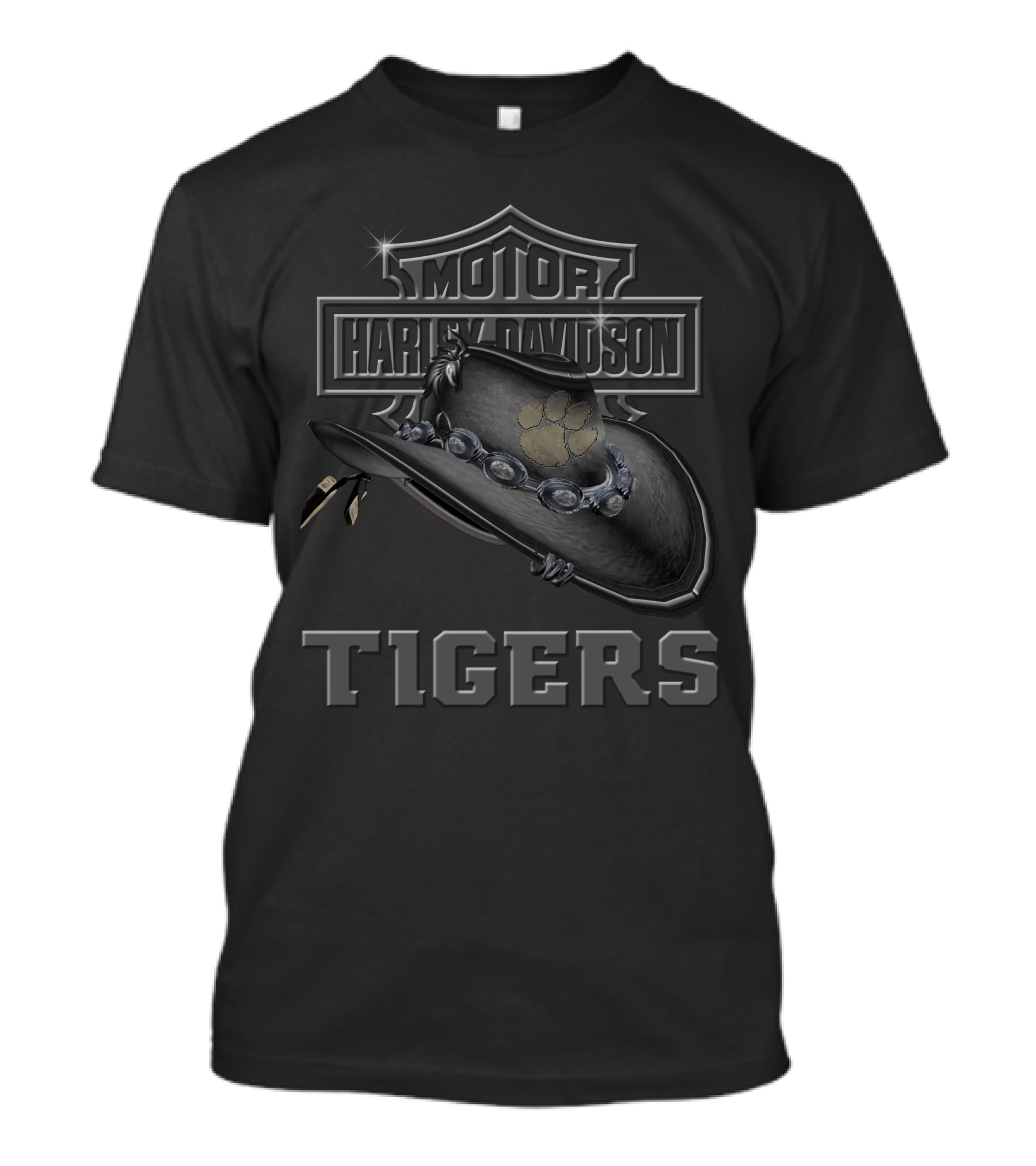 Motor Harley Davidson Clemson Tigers Cowboy Hat T-Shirt