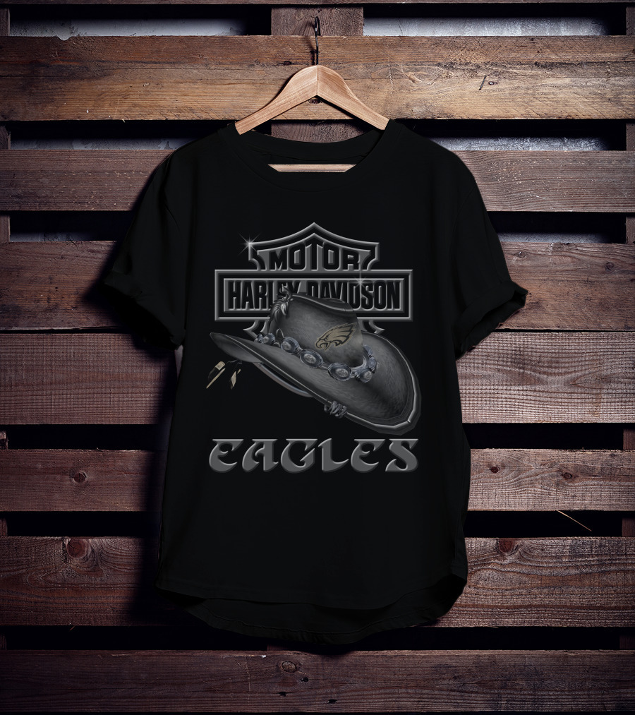 Motor Harley Davidson Philadelphia Eagles Cowboy Hat T-Shirt