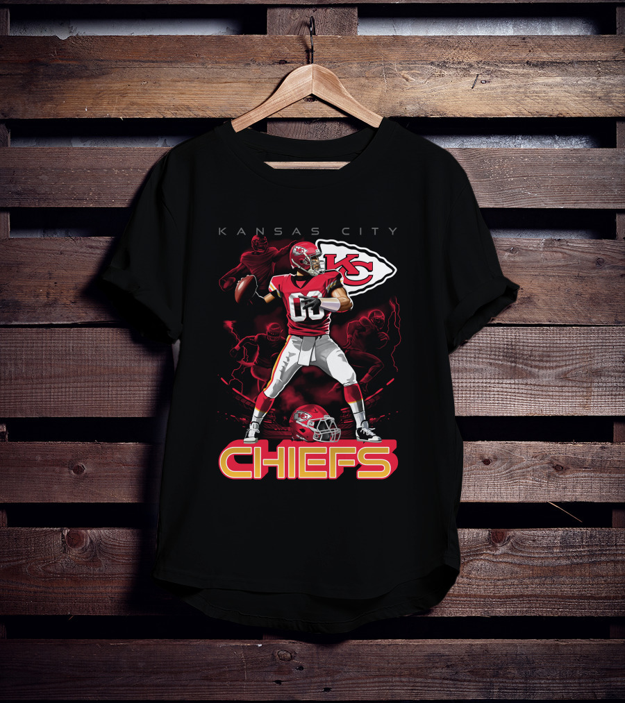 Kansas City Chiefs Football Player With Kc Helmet T-Shirt