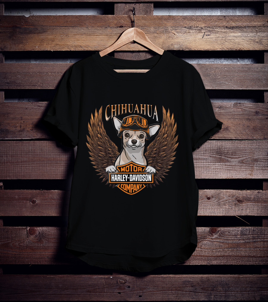 Chihuahua Harley Davidson Motor Company Wings T-Shirt