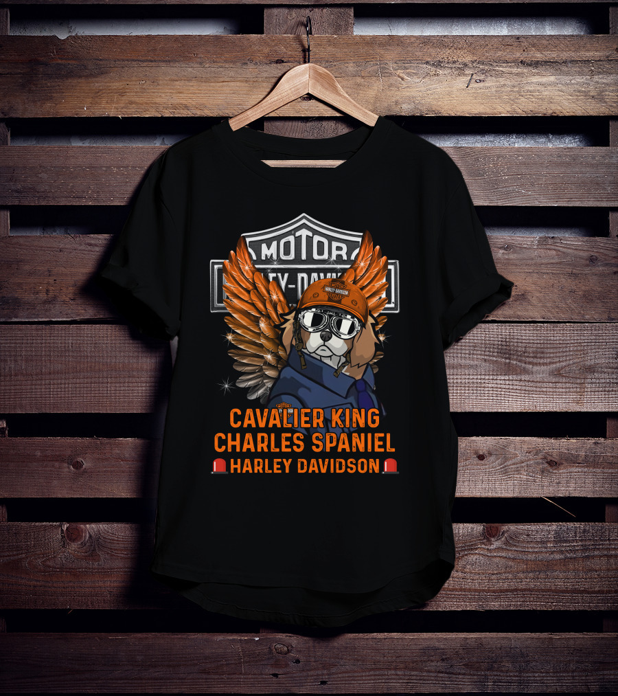 Cavalier King Charles Spaniel Harley Davidson Motor Dogs T-Shirt