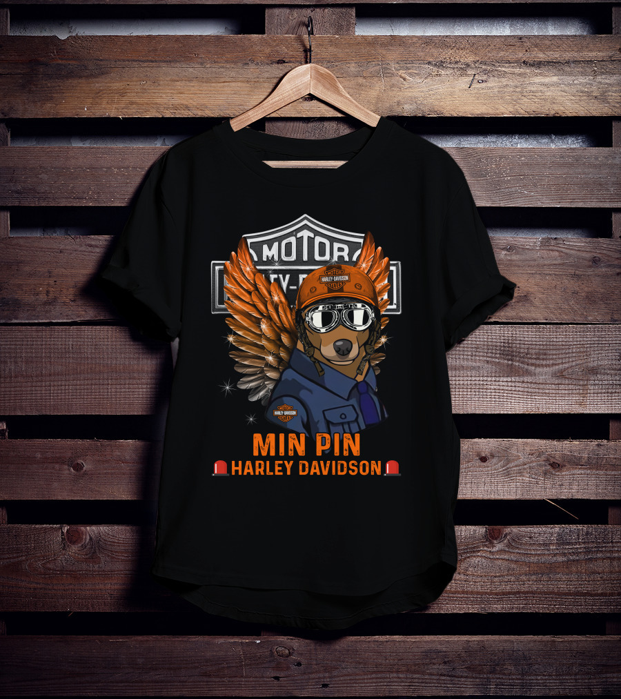 Harley Davidson Min Pin With Winged Helmet And Goggles T-Shirt