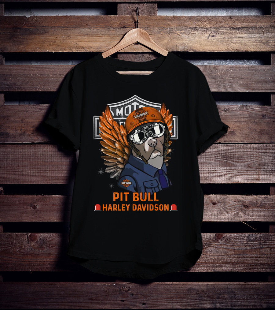 Harley Davidson Pit Bull Motorcycle Wings T-Shirt