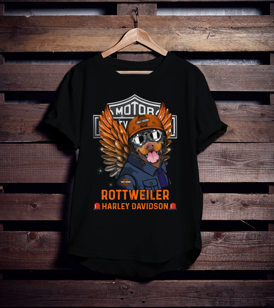 Rottweiler Harley Davidson Motorcycles Logo Helmet Wings Goggles T-Shirt