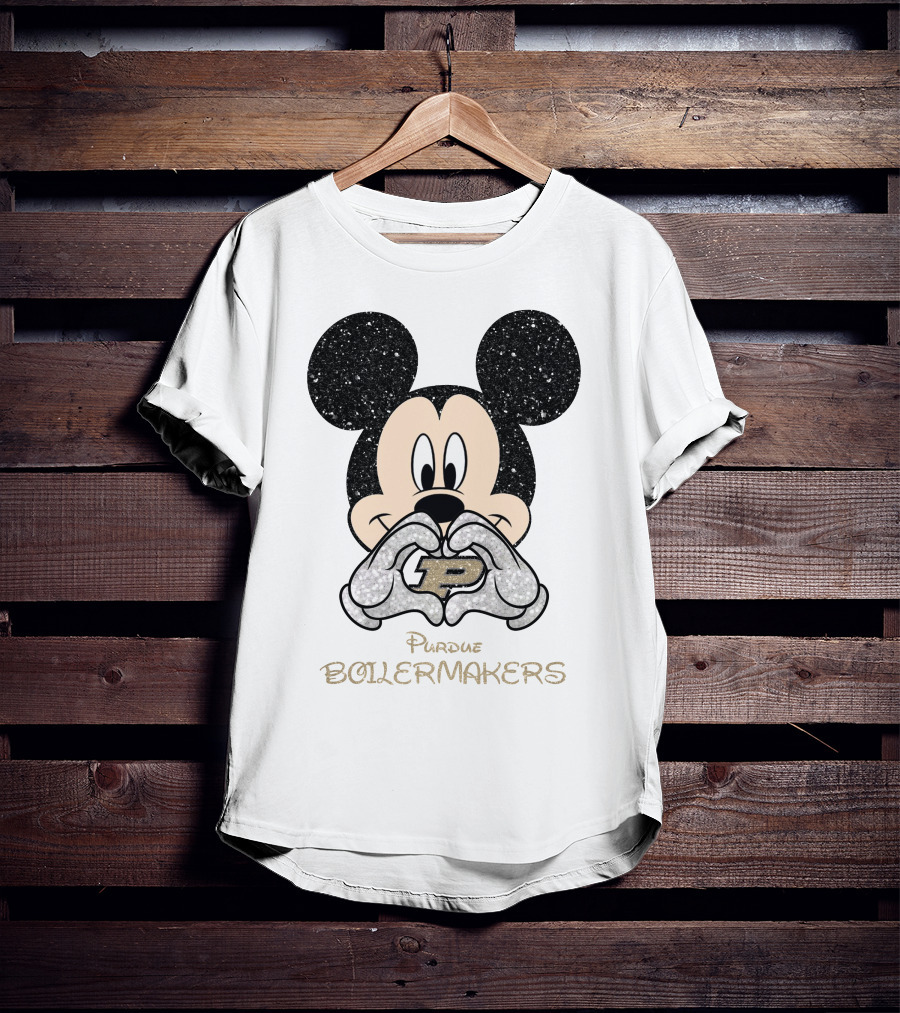 Purdue Boilermakers Mickey Mouse Heart Gesture T-Shirt