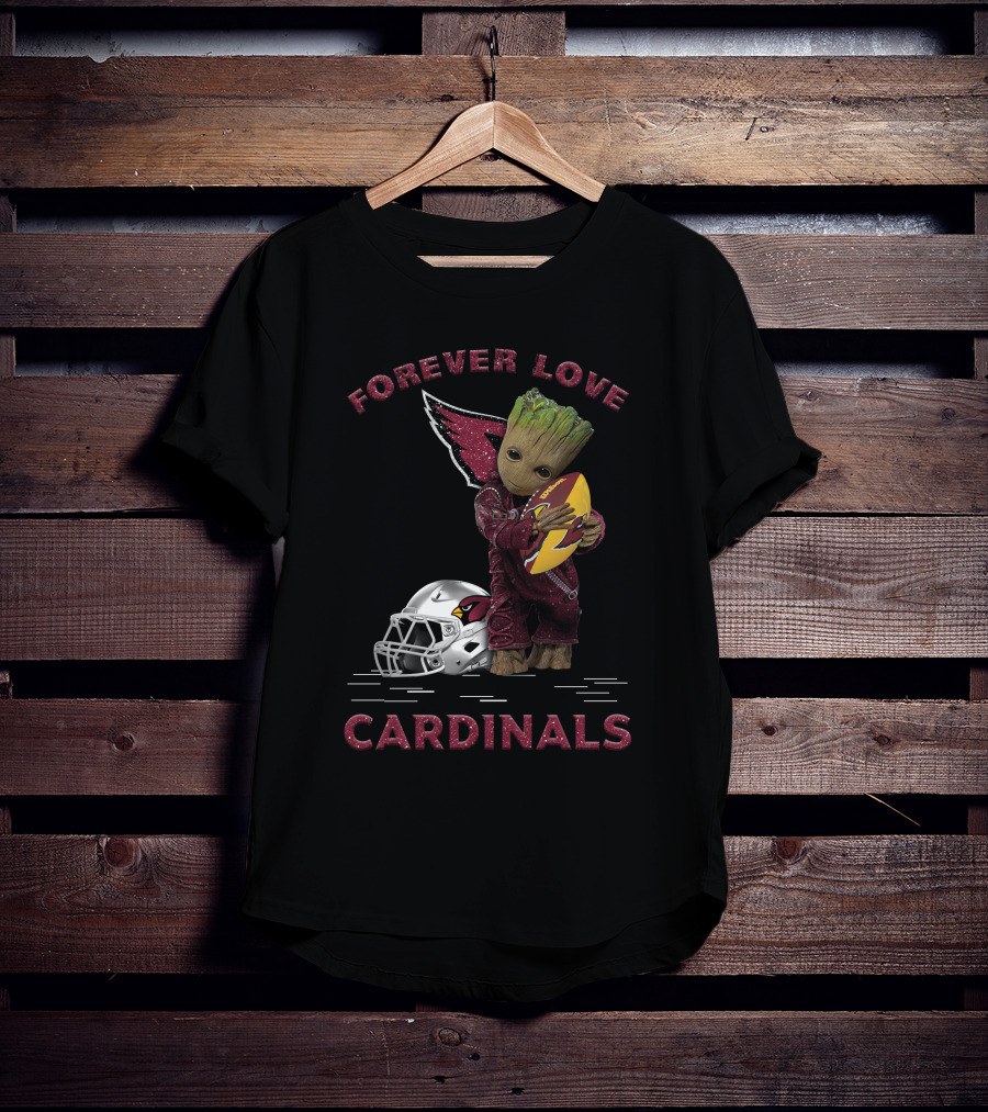 Forever Love Cardinals Groot Holding Football Helmet T-Shirt