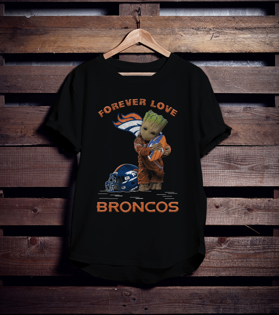 Forever Love Broncos Groot Hugging Football Helmet T-Shirt