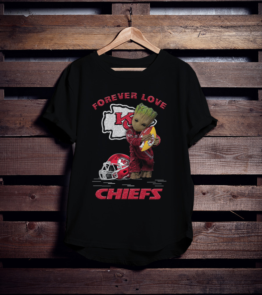 Forever Love Kansas City Chiefs Groot Football Helmet T-Shirt