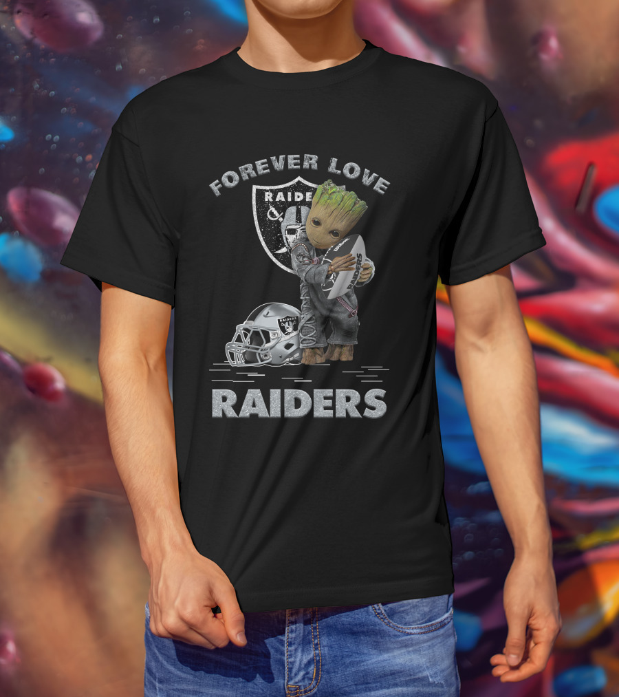 Forever Love Raiders Groot Holding Football Helmet T-Shirt