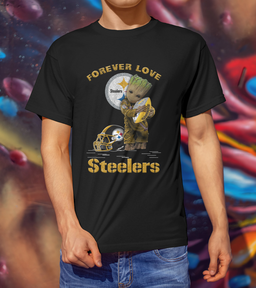 Forever Love Steelers Groot Holding Football T-Shirt