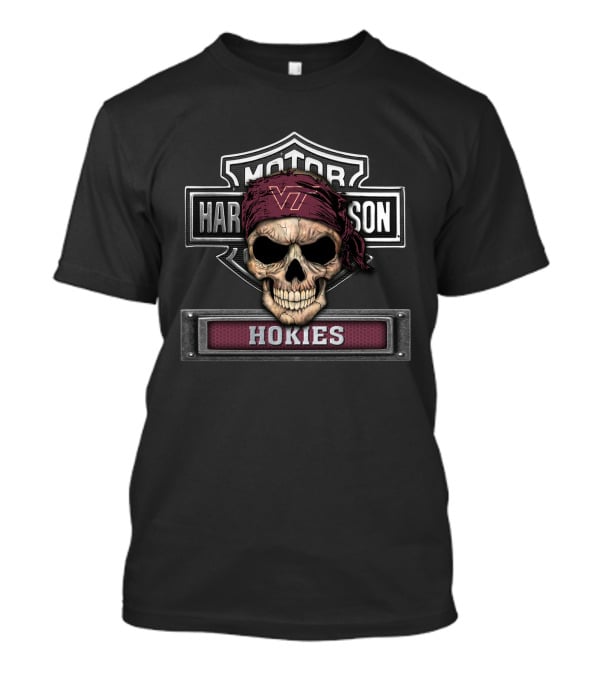 Hd Ncaa Virginia Tech Hokies Motor Skull Bandana T-Shirt