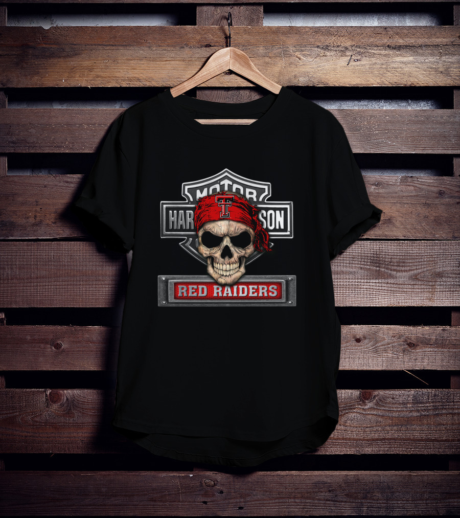 Motor Harley Davidson Texas Tech Red Raiders Skull Bandana T-Shirt