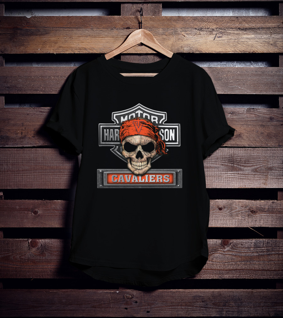 Motor Harley Davidson Virginia Cavaliers Skull Bandana T-Shirt