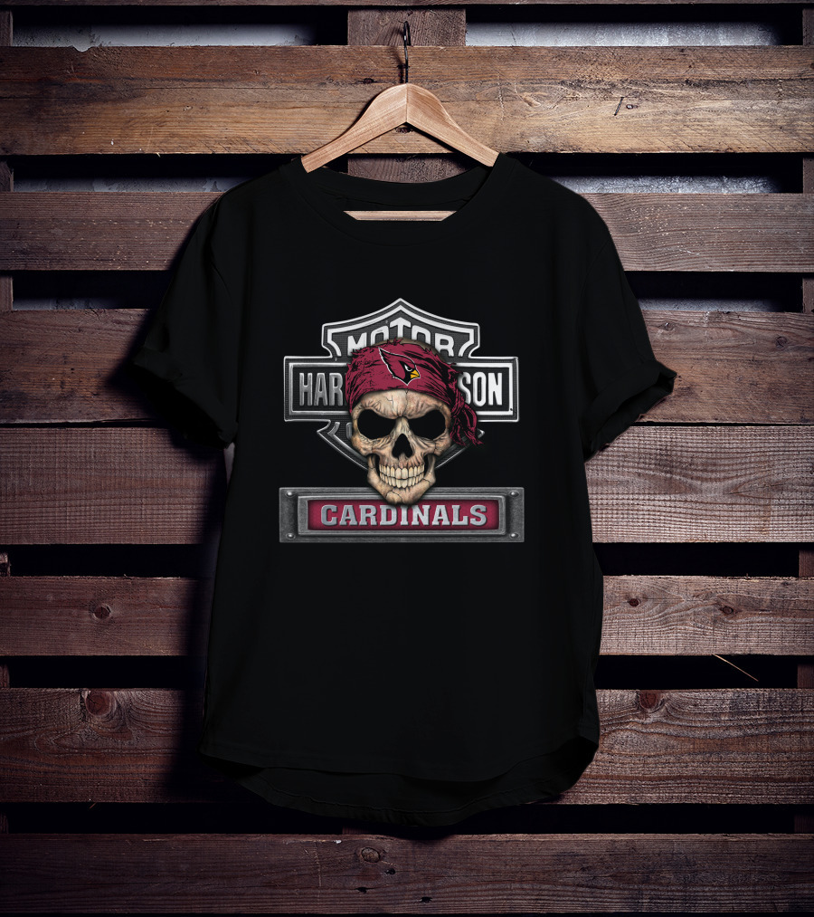Hd Nfl Arizona Cardinals Skull Bandana Harley Davidson T-Shirt