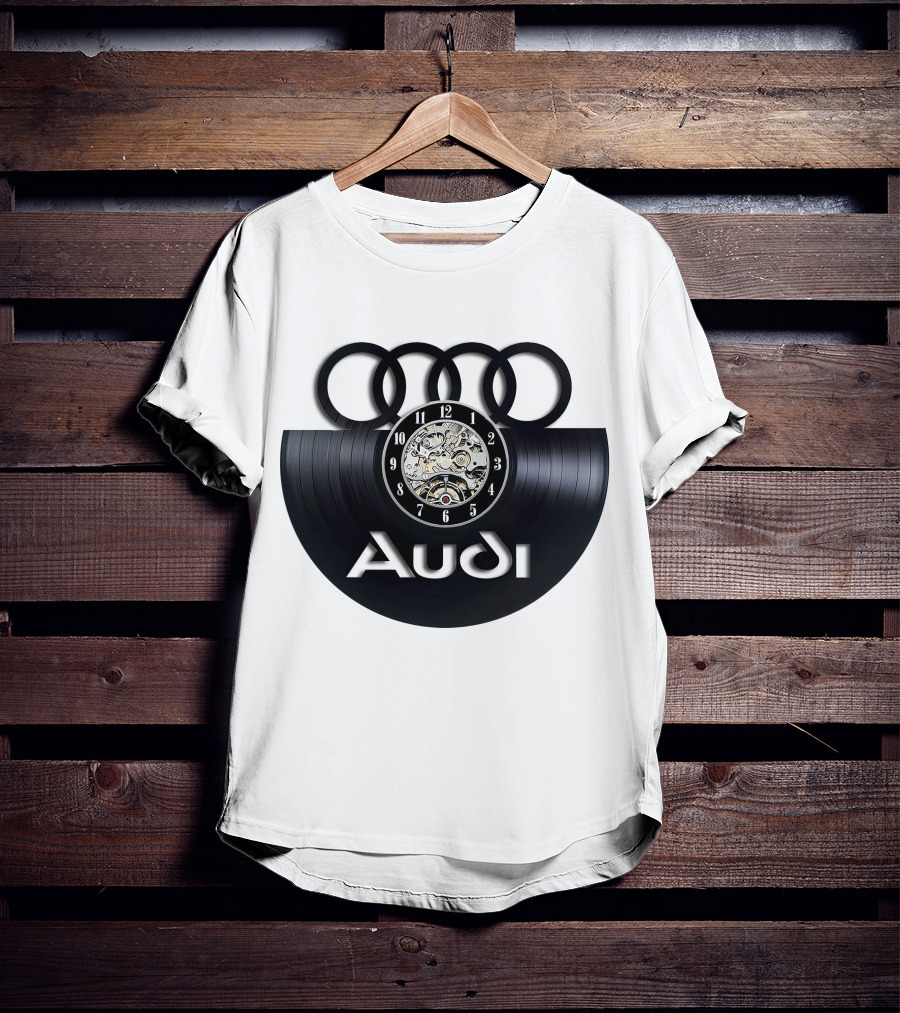 Audi Baronti Vinyl Clock With Four Rings And Gear Mechanism T-Shirt