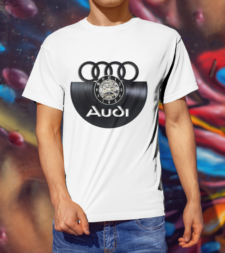 Audi Baronti Vinyl Clock With Four Rings And Gear Mechanism T-Shirt