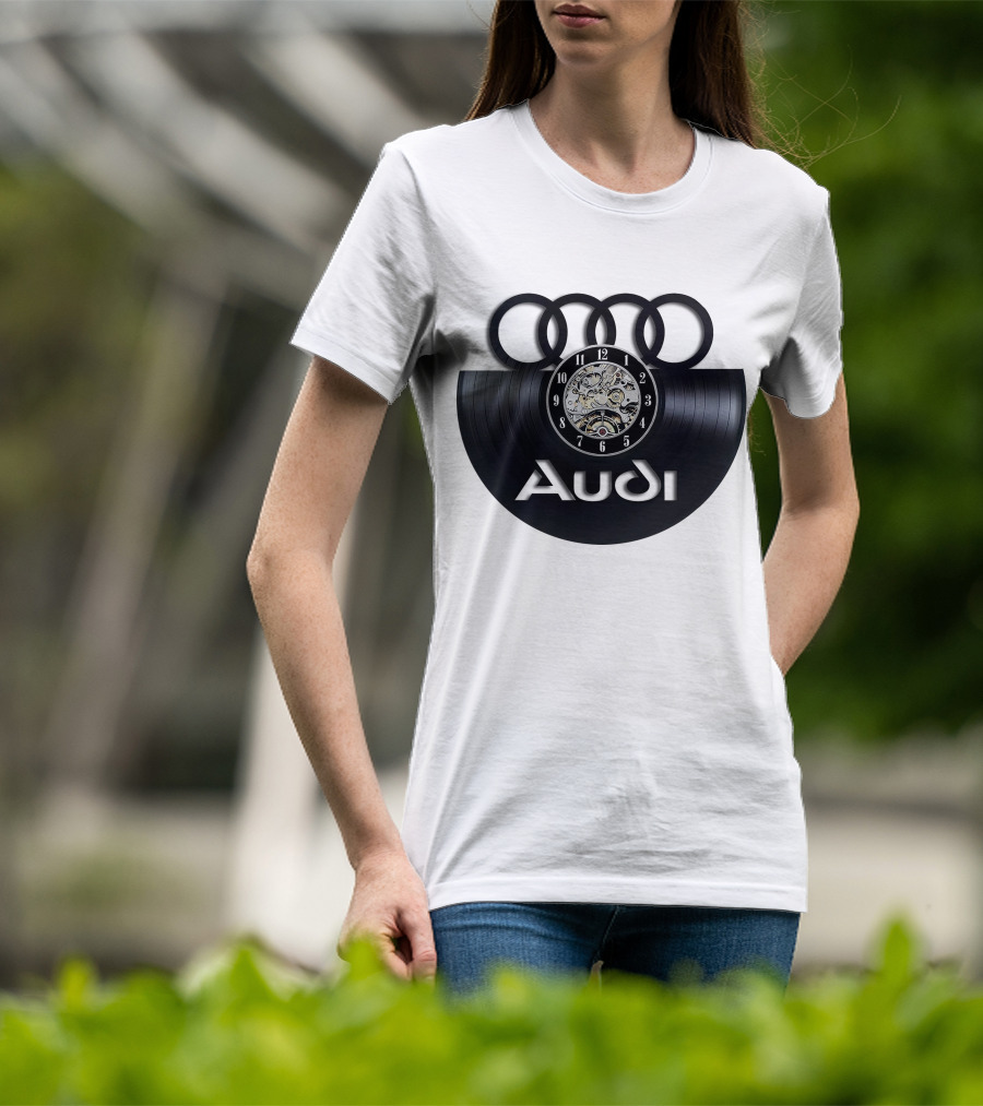 Audi Baronti Vinyl Clock With Four Rings And Gear Mechanism T-Shirt