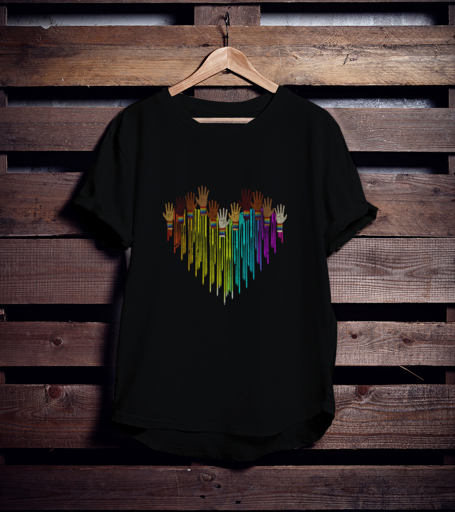 Come Together Hands Diversity Heart Rainbow Colors T-Shirt