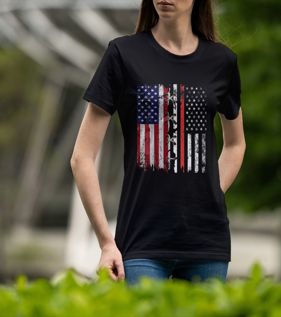 American Flag Thin Red Line Lace T-Shirt