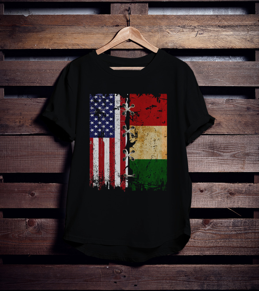 American Italian Flags United In T-Shirt