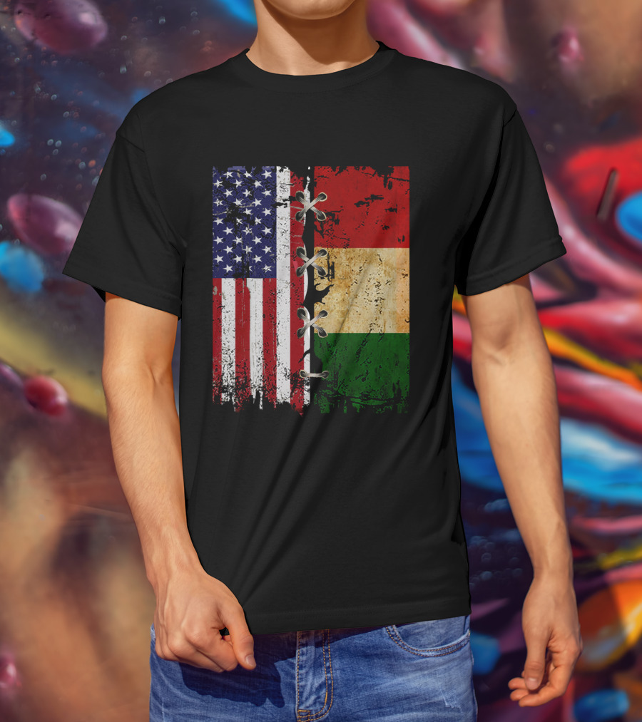American Italian Flags United In T-Shirt