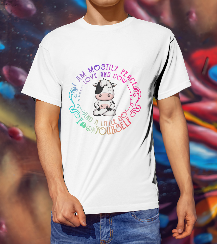 I Am Mostly Peace Love And Cow And A Little Go Foo Yourself T-Shirt