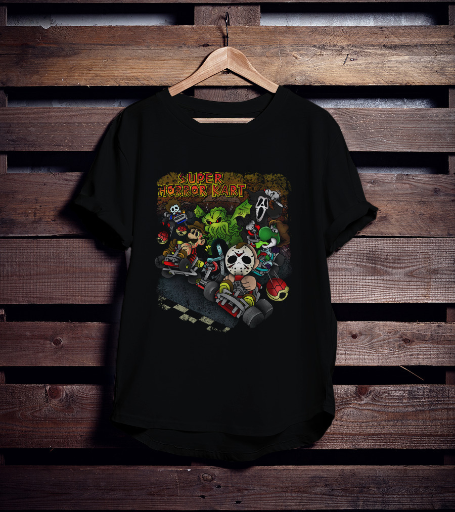 Super Horror Kart Characters In Nightmare Race Scene T-Shirt