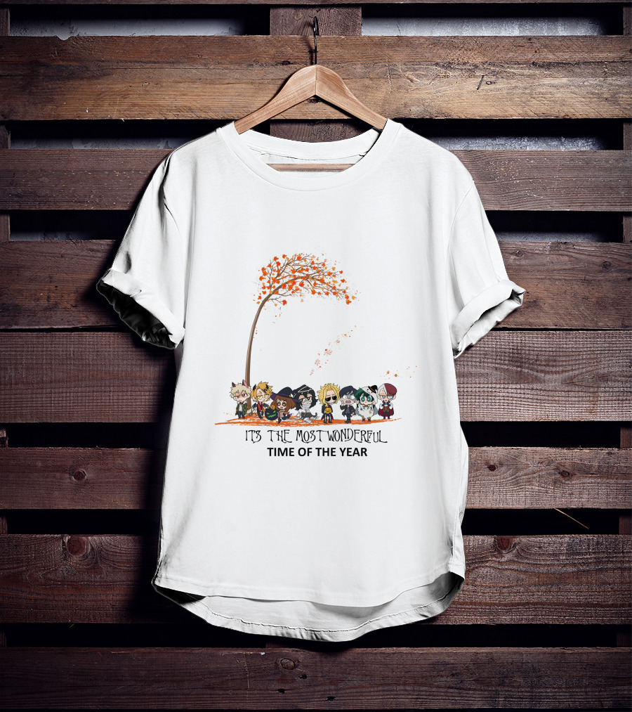 It's The Most Wonderful Time Of The Year Anime Character Gathering Under Autumn Tree T-Shirt