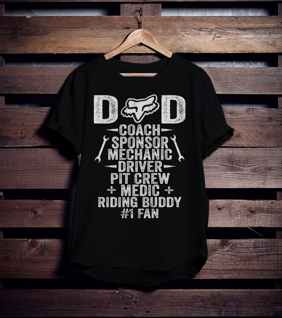 DAD Coach Sponsor Mechanic Driver Pit Crew Medic Riding Buddy #1 Fan Fox Racing PVT FX Motocross T-Shirt