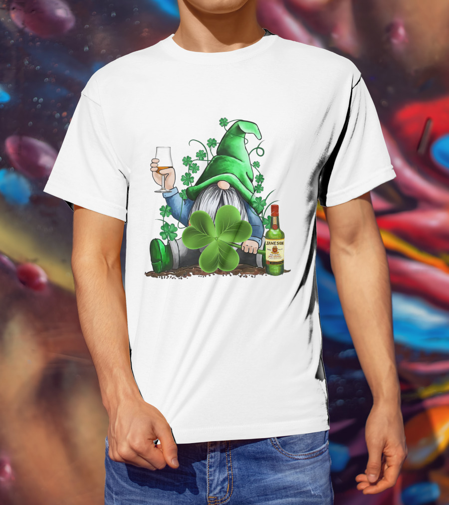 J A M E S O N Irish Gnome With Shamrocks And Whiskey T-Shirt