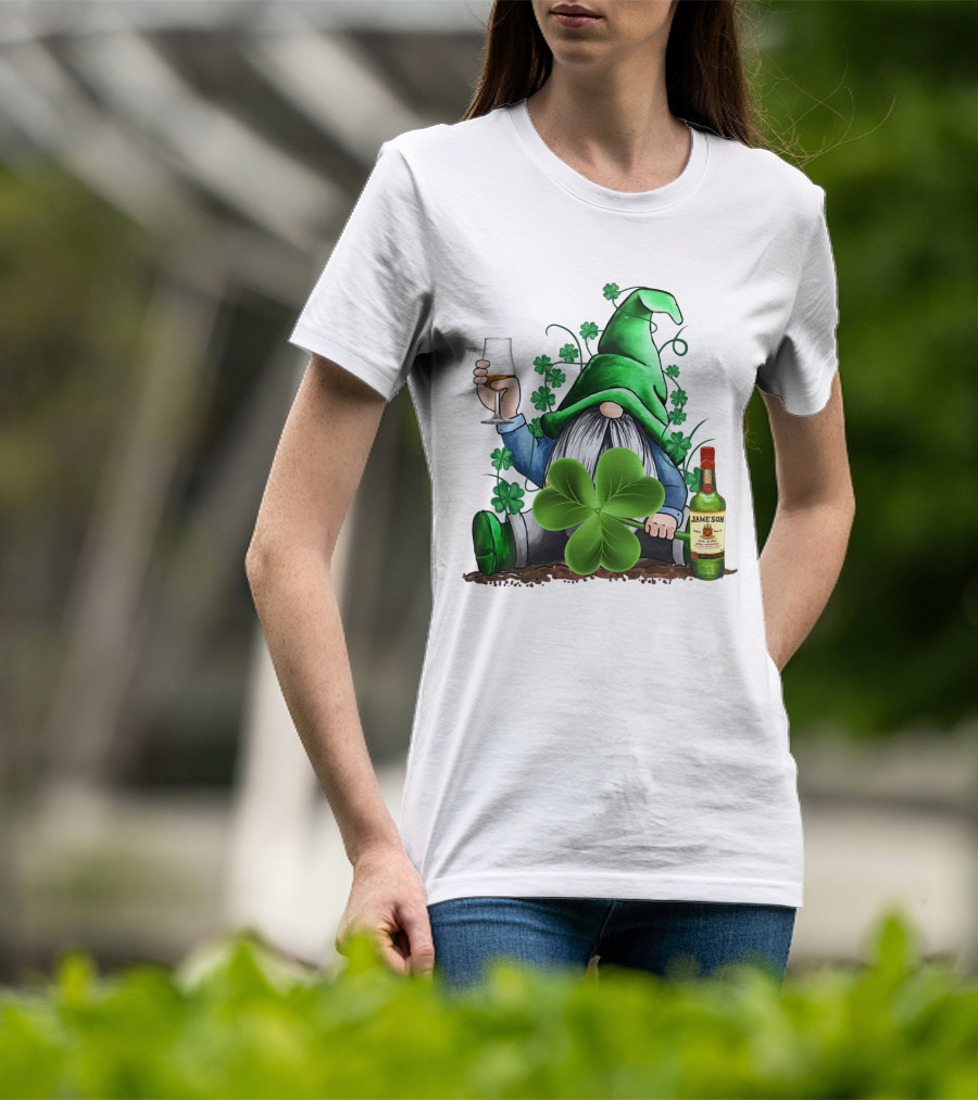 J A M E S O N Irish Gnome With Shamrocks And Whiskey T-Shirt