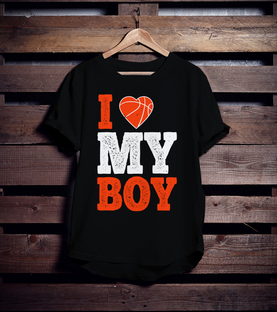 I Love My Boy Basketball Heart T-Shirt