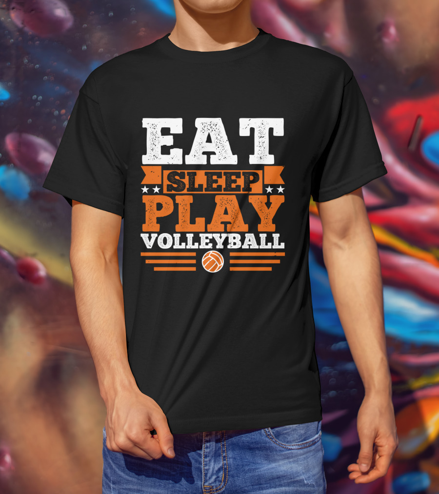 EAT SLEEP PLAY VOLLEYBALL Stars And Volleyball T-Shirt