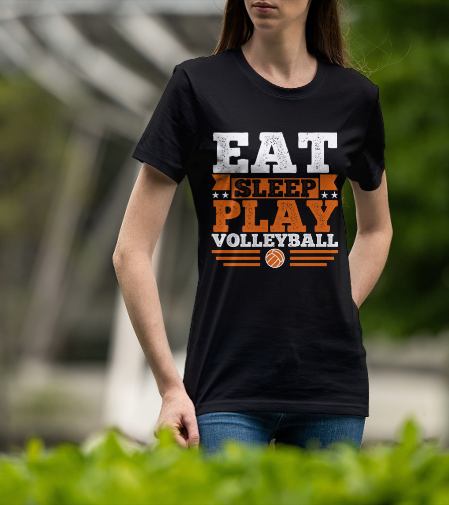 EAT SLEEP PLAY VOLLEYBALL Stars And Volleyball T-Shirt