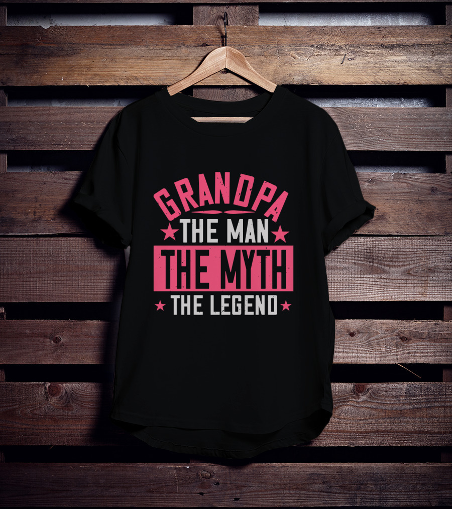 Grandpa The Man The Myth The Legend Bold Star Emblem T-Shirt
